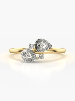 Valanova - Sterling Silver Plated with Yellow Gold and Certified Lab Grown Diamond 0.15Cts Ring