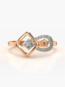 Valanova - Sterling Silver Plated with Rose Gold and Certified Lab Grown Diamond 0.14Cts Ring