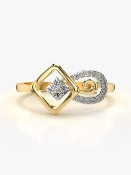 Valanova - Sterling Silver Plated with Yellow Gold and Certified Lab Grown Diamond 0.14Cts Ring