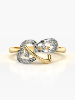 Valanova - Sterling Silver Plated with Yellow Gold and Certified Lab Grown Diamond 0.18Cts Ring