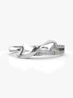 Valanova - Sterling Silver Plated with White Gold and Certified Lab Grown Diamond 0.12Cts Ring