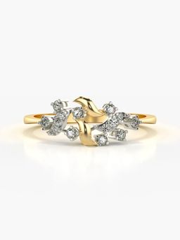 Valanova - Sterling Silver Plated with Yellow Gold and Certified Lab Grown Diamond 0.16Cts Ring