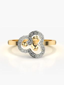 Valanova - Sterling Silver Plated with Yellow Gold and Certified Lab Grown Diamond 0.20Cts Ring