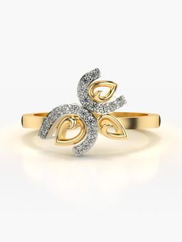 Valanova - Sterling Silver Plated with Yellow Gold and Certified Lab Grown Diamond 0.15Cts Ring
