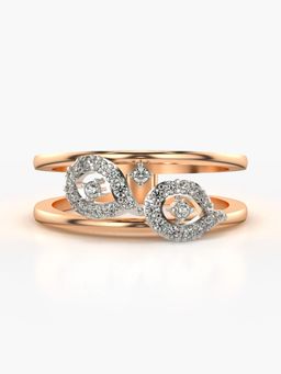 Valanova - Sterling Silver Plated with Rose Gold and Certified Lab Grown Diamond 0.22Cts Ring
