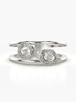 Valanova - Sterling Silver Plated with White Gold and Certified Lab Grown Diamond 0.22Cts Ring