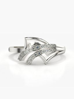 Valanova - Sterling Silver Plated with White Gold and Certified Lab Grown Diamond 0.15Cts Ring