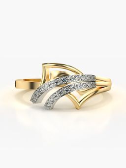 Valanova - Sterling Silver Plated with Yellow Gold and Certified Lab Grown Diamond 0.15Cts Ring