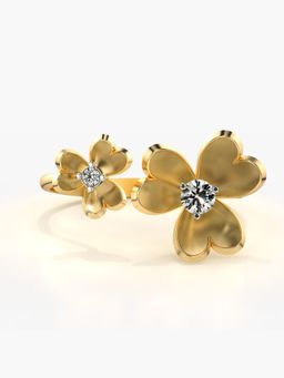 Valanova - Sterling Silver Plated with Yellow Gold and Certified Lab Grown Diamond 0.13Cts Ring