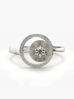 Valanova - Sterling Silver Plated with White Gold and Certified Lab Grown Diamond 0.28Cts Ring