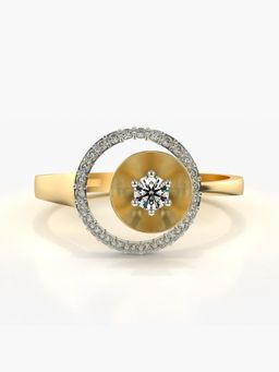 Valanova - Sterling Silver Plated with Yellow Gold and Certified Lab Grown Diamond 0.28Cts Ring