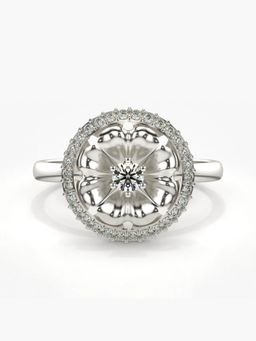 Valanova - Sterling Silver Plated with White Gold and Certified Lab Grown Diamond 0.30Cts Ring