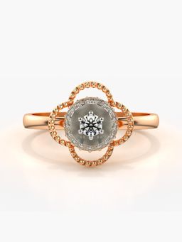 Valanova - Sterling Silver Plated with Rose Gold and Certified Lab Grown Diamond 0.22Cts Ring