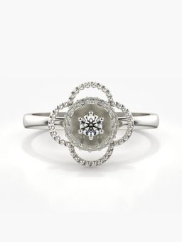 Valanova - Sterling Silver Plated with White Gold and Certified Lab Grown Diamond 0.22Cts Ring