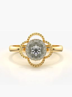 Valanova - Sterling Silver Plated with Yellow Gold and Certified Lab Grown Diamond 0.22Cts Ring