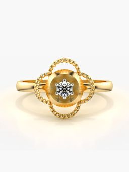 Valanova - Sterling Silver Plated with Yellow Gold and Certified Lab Grown Diamond 0.11Cts Ring
