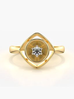Valanova - Sterling Silver Plated with Yellow Gold and Certified Lab Grown Diamond 0.11Cts Ring