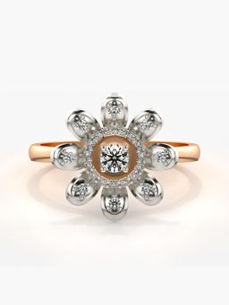 Valanova - Sterling Silver Plated with Rose Gold and Certified Lab Grown Diamond 0.28Cts Ring