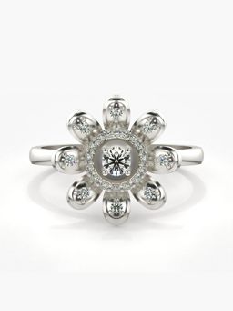 Valanova - Sterling Silver Plated with White Gold and Certified Lab Grown Diamond 0.28Cts Ring