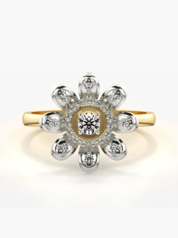 Valanova - Sterling Silver Plated with Yellow Gold and Certified Lab Grown Diamond 0.28Cts Ring