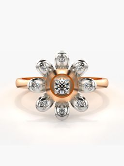 Valanova - Sterling Silver Plated with Rose Gold and Certified Lab Grown Diamond 0.18Cts Ring