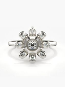 Valanova - Sterling Silver Plated with White Gold and Certified Lab Grown Diamond 0.18Cts Ring