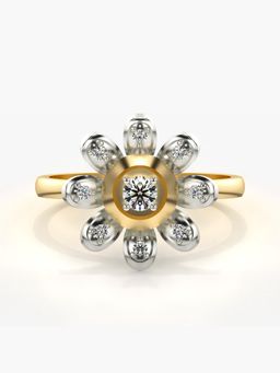 Valanova - Sterling Silver Plated with Yellow Gold and Certified Lab Grown Diamond 0.18Cts Ring
