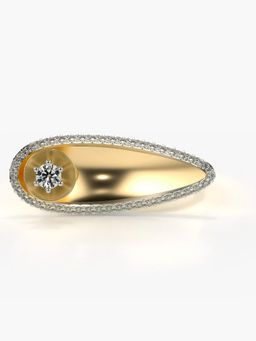 Valanova - Sterling Silver Plated with Yellow Gold and Certified Lab Grown Diamond 0.40Cts Ring