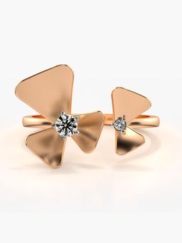 Valanova - Sterling Silver Plated with Rose Gold and Certified Lab Grown Diamond 0.12Cts Ring