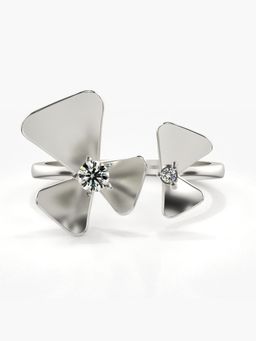 Valanova - Sterling Silver Plated with White Gold and Certified Lab Grown Diamond 0.12Cts Ring