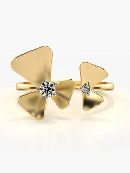 Valanova - Sterling Silver Plated with Yellow Gold and Certified Lab Grown Diamond 0.12Cts Ring