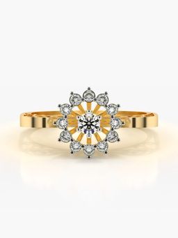 Valanova - Sterling Silver Plated with Yellow Gold and Certified Lab Grown Diamond 0.27Cts Ring