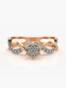 Valanova - Sterling Silver Plated with Rose Gold and Certified Lab Grown Diamond 0.31Cts Ring