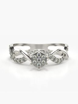 Valanova - Sterling Silver Plated with White Gold and Certified Lab Grown Diamond 0.31Cts Ring