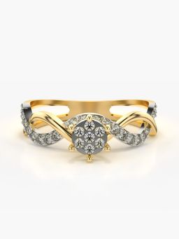 Valanova - Sterling Silver Plated with Yellow Gold and Certified Lab Grown Diamond 0.31Cts Ring