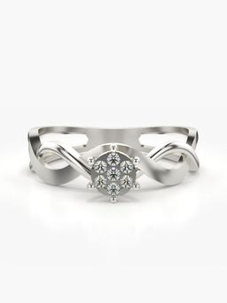 Valanova - Sterling Silver Plated with White Gold and Certified Lab Grown Diamond 0.09Cts Ring