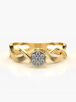 Valanova - Sterling Silver Plated with Yellow Gold and Certified Lab Grown Diamond 0.09Cts Ring