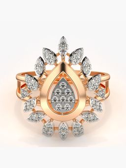 Valanova - Sterling Silver Plated with Rose Gold and Certified Lab Grown Diamond 0.39Cts Ring