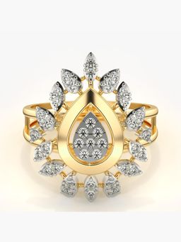 Valanova - Sterling Silver Plated with Yellow Gold and Certified Lab Grown Diamond 0.39Cts Ring