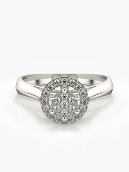 Valanova - Sterling Silver Plated with White Gold and Certified Lab Grown Diamond 0.24Cts Ring
