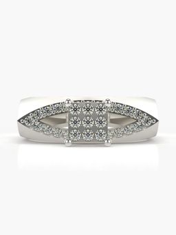 Valanova - Sterling Silver Plated with White Gold and Certified Lab Grown Diamond 0.40Cts Ring