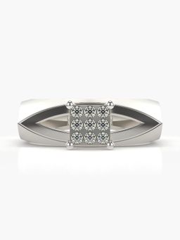 Valanova - Sterling Silver Plated with White Gold and Certified Lab Grown Diamond 0.17Cts Ring