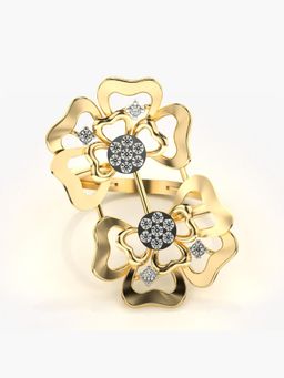 Valanova - Sterling Silver Plated with Yellow Gold and Certified Lab Grown Diamond 0.22Cts Ring