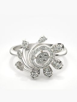 Valanova - Sterling Silver Plated with White Gold and Certified Lab Grown Diamond 0.33Cts Ring