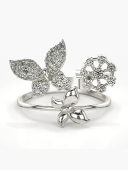 Valanova - Sterling Silver Plated with White Gold and Certified Lab Grown Diamond 0.40Cts Ring