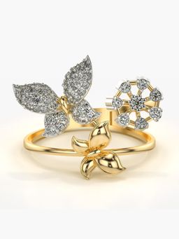 Valanova - Sterling Silver Plated with Yellow Gold and Certified Lab Grown Diamond 0.40Cts Ring