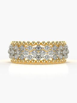 Valanova - Sterling Silver Plated with Yellow Gold and Certified Lab Grown Diamond 0.54Cts Ring
