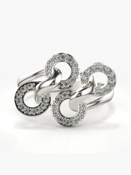 Valanova - Sterling Silver Plated with White Gold and Certified Lab Grown Diamond 0.34Cts Ring