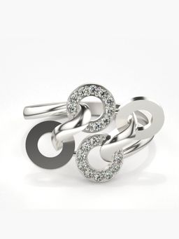 Valanova - Sterling Silver Plated with White Gold and Certified Lab Grown Diamond 0.17Cts Ring