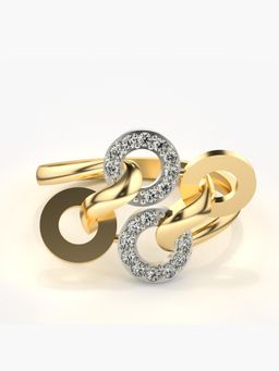 Valanova - Sterling Silver Plated with Yellow Gold and Certified Lab Grown Diamond 0.17Cts Ring